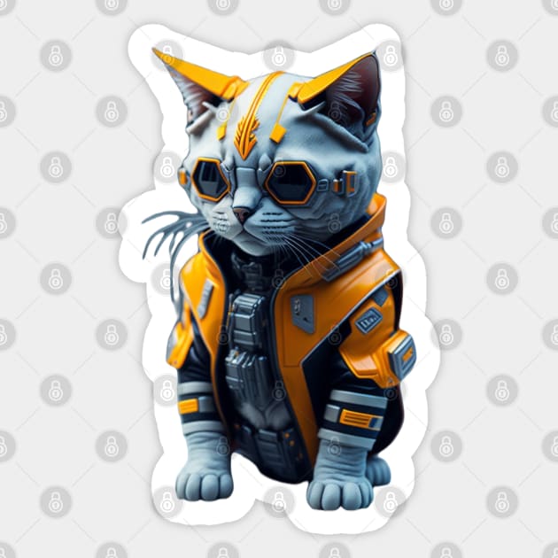 Cyberpunk Cat Sticker by Basunat